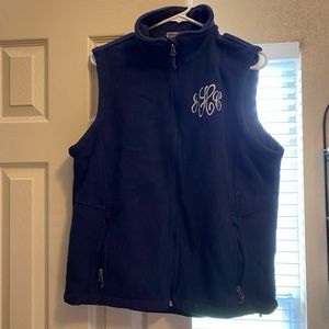 JHC monogrammed navy blue vest size large
